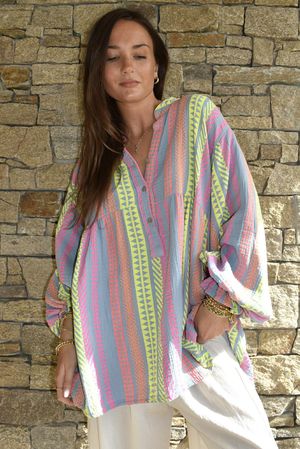 Peruvia Pillow Cotton Nero Smock Top Denim /15=